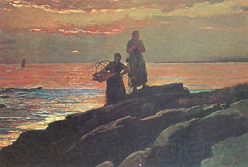 Winslow Homer Sunset, Saco Bay Spain oil painting art